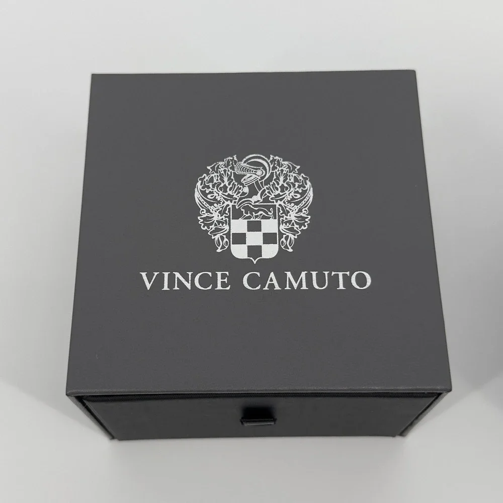 Vince Camuto Men's Watch VC2527M Gold Tone White Dial Brown Leather Classic New